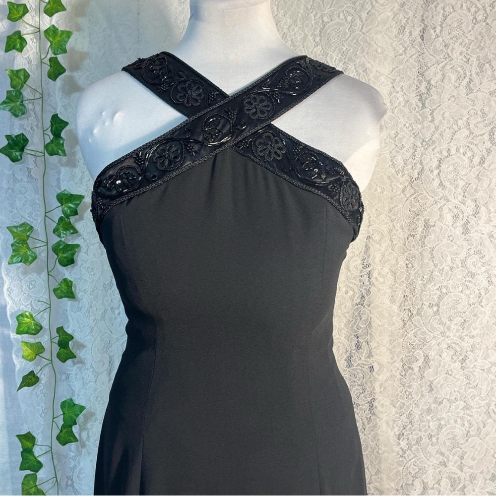 Lillie Rubin Black Strapless Dress with Embellished Straps